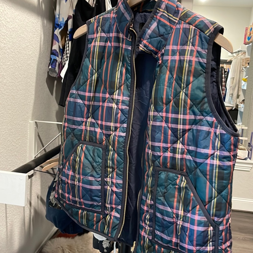 Jcrew plaid vest with zip Large